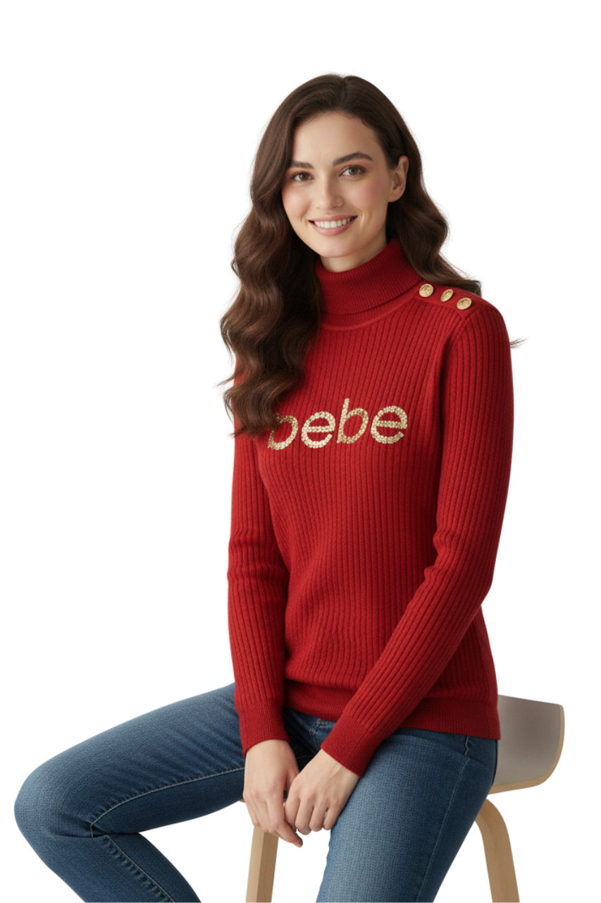 Bebe Logo Turtleneck Sweater / #00114