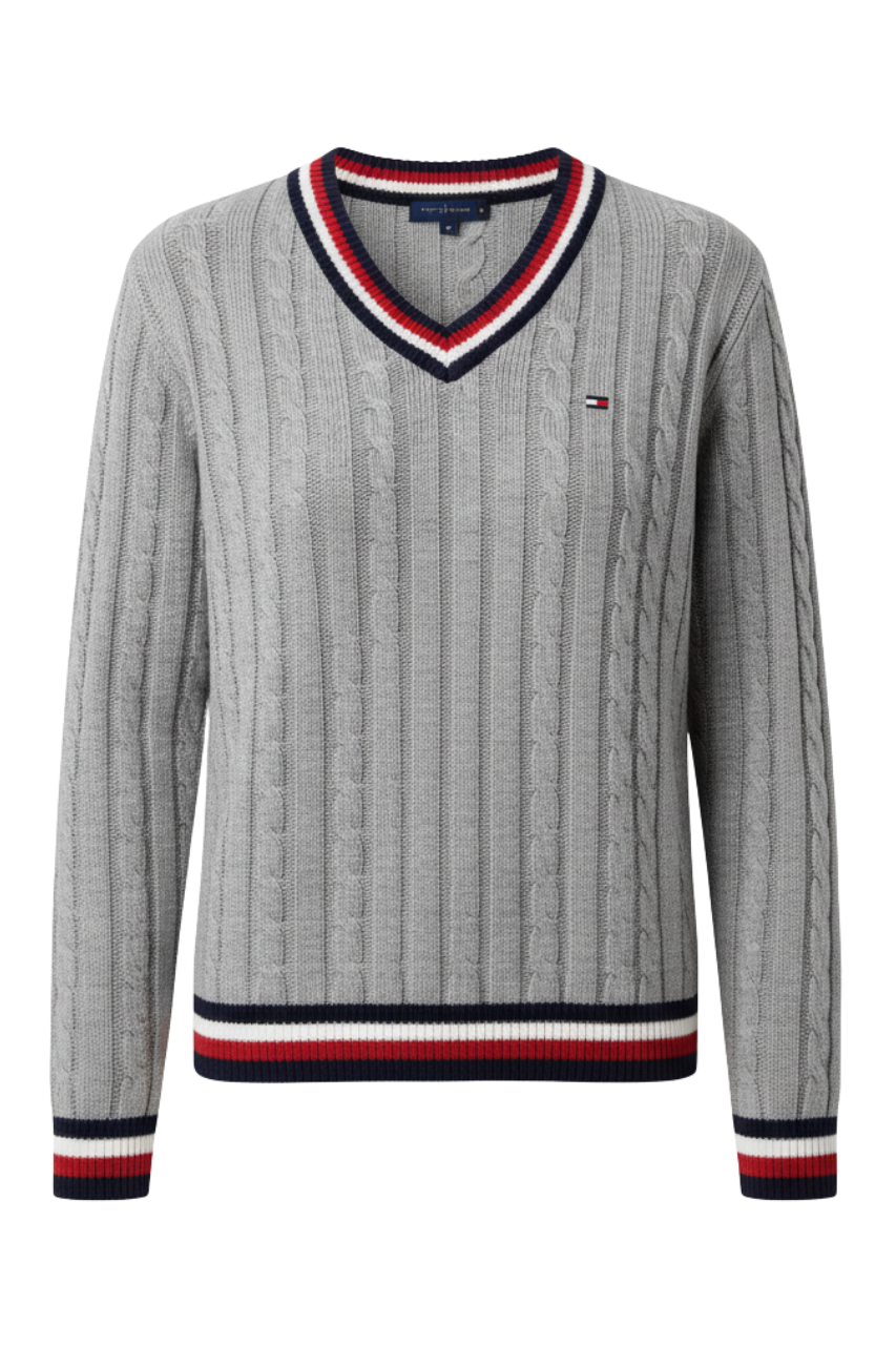 Tommy Hilfiger Cable-Knit V-Neck Sweater / #00122
