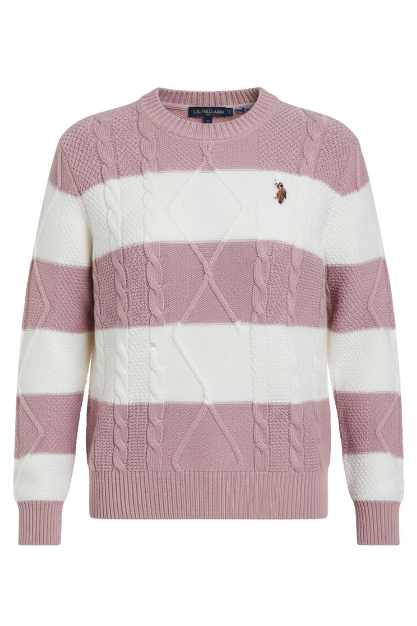 U.S. Polo Assn. Women’s Striped Cable-Knit Sweater/ #00124