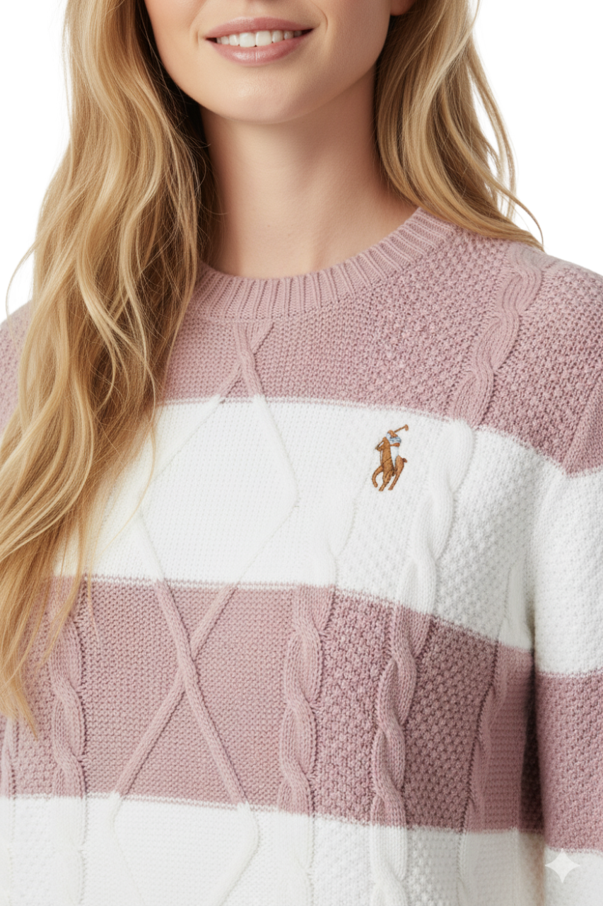 U.S. Polo Assn. Women’s Striped Cable-Knit Sweater/ #00124
