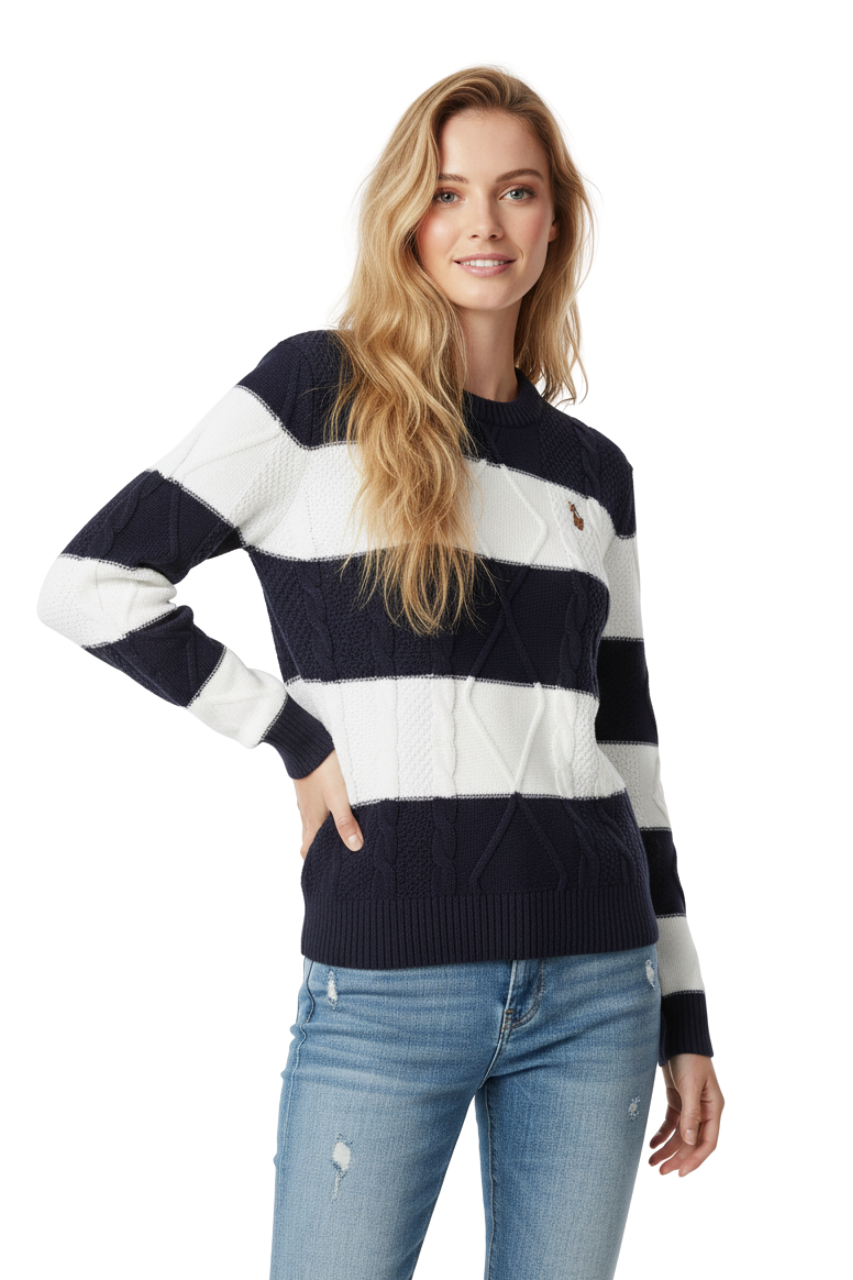 U.S. Polo Assn. Women’s Striped Cable-Knit Sweater/ #00124
