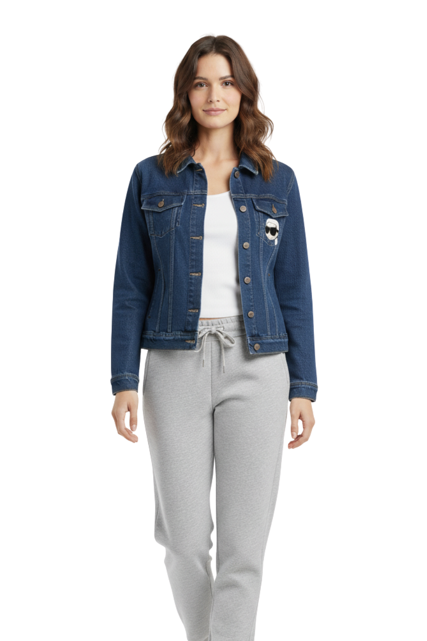 Karl Lagerfeld Denim Jacket with Character Pin/ #00125