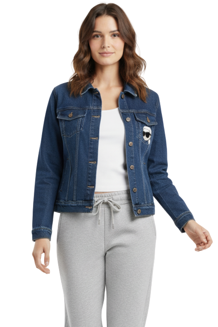Karl Lagerfeld Denim Jacket with Character Pin/ #00125