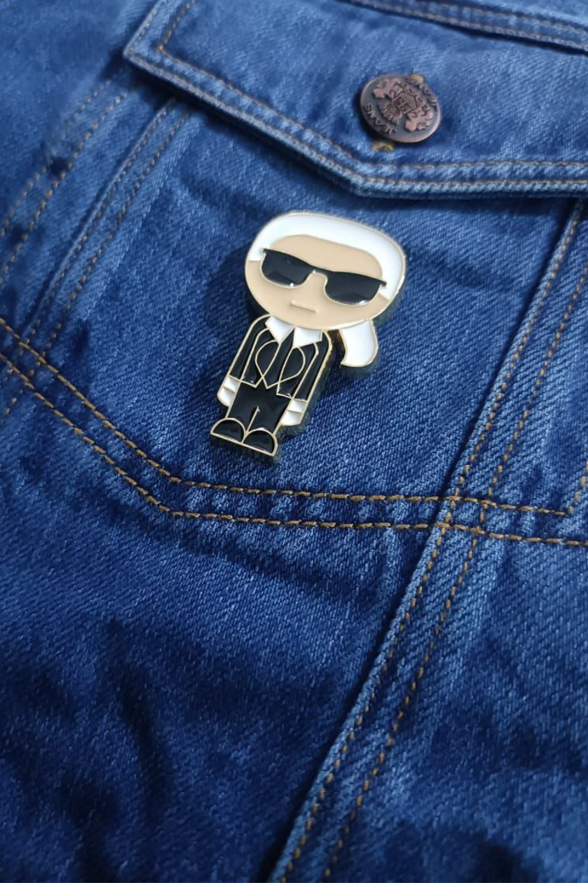 Karl Lagerfeld Denim Jacket with Character Pin/ #00125