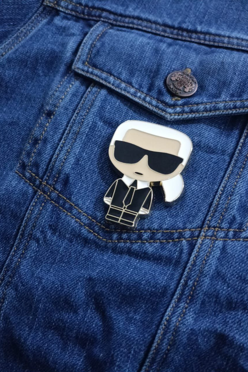 Karl Lagerfeld Denim Jacket with Character Pin/ #00125