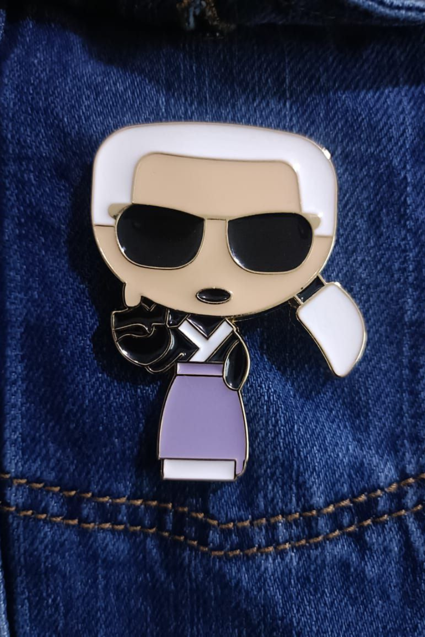 Karl Lagerfeld Denim Jacket with Character Pin/ #00125