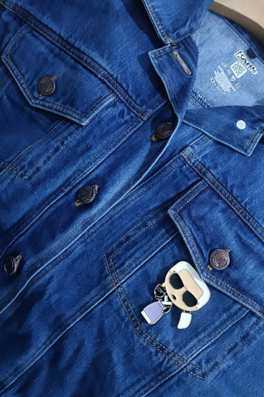 Karl Lagerfeld Denim Jacket with Character Pin/ #00125