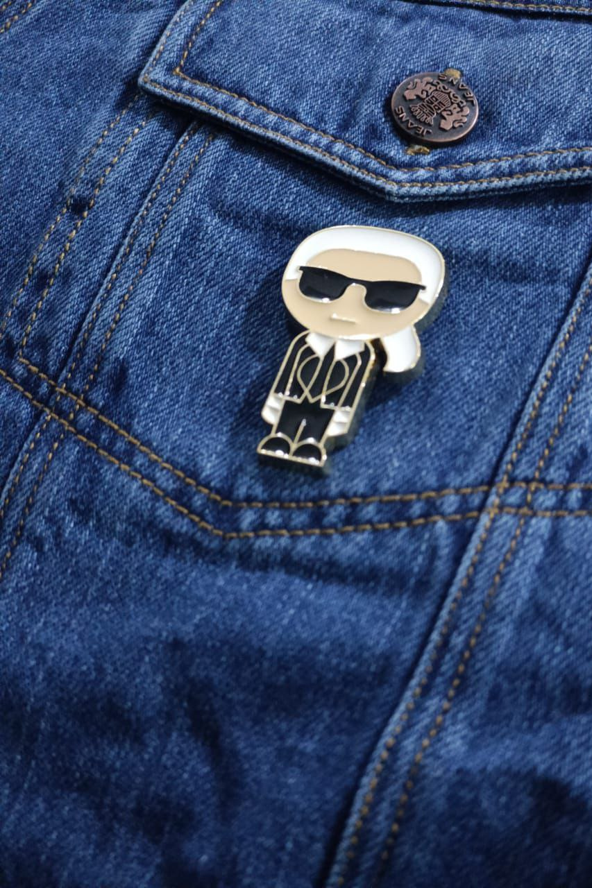 Karl Lagerfeld Denim Jacket with Character Pin/ #00125