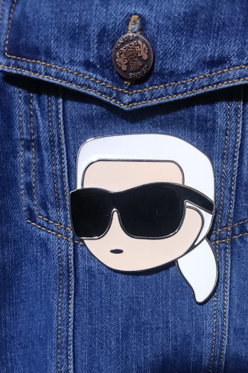 Karl Lagerfeld Denim Jacket with Character Pin/ #00125