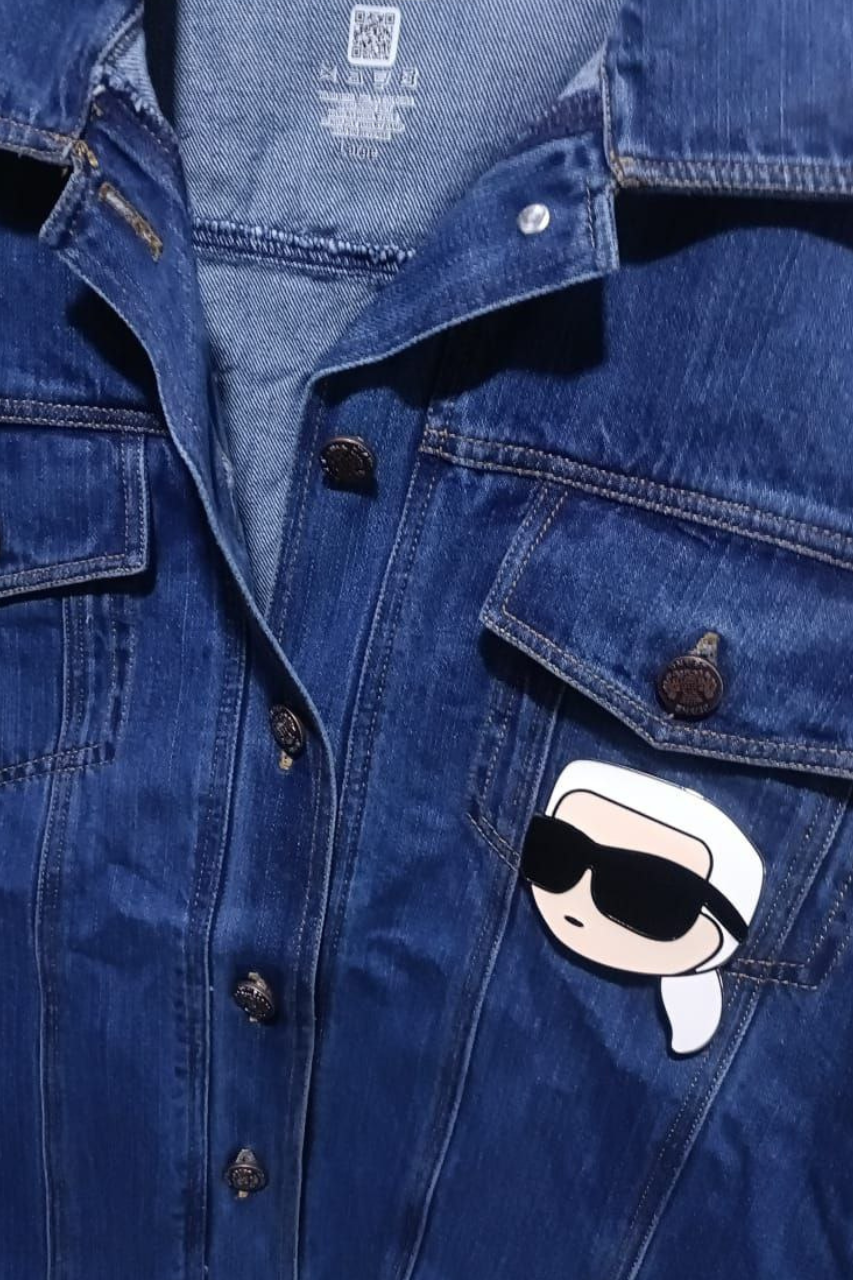 Karl Lagerfeld Denim Jacket with Character Pin/ #00125