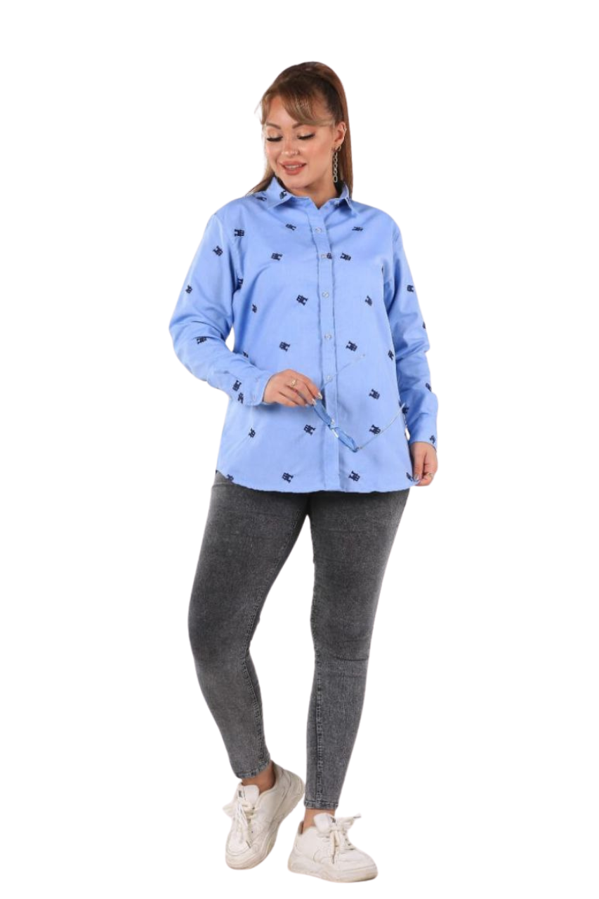 Tommy Hilfiger Plus Size Embroidered Cotton Shirt