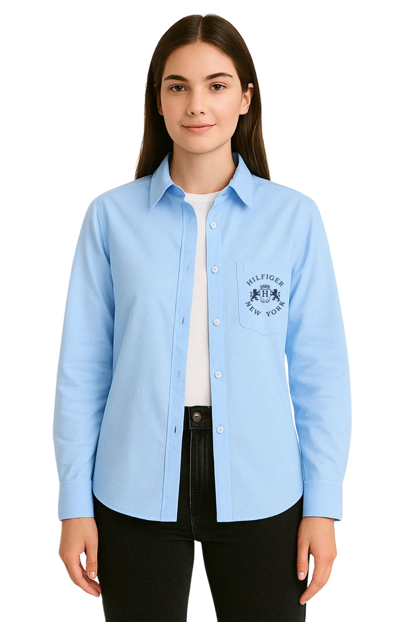 Tommy Hilfiger Long Sleeve Shirt with Gold Foil Logo