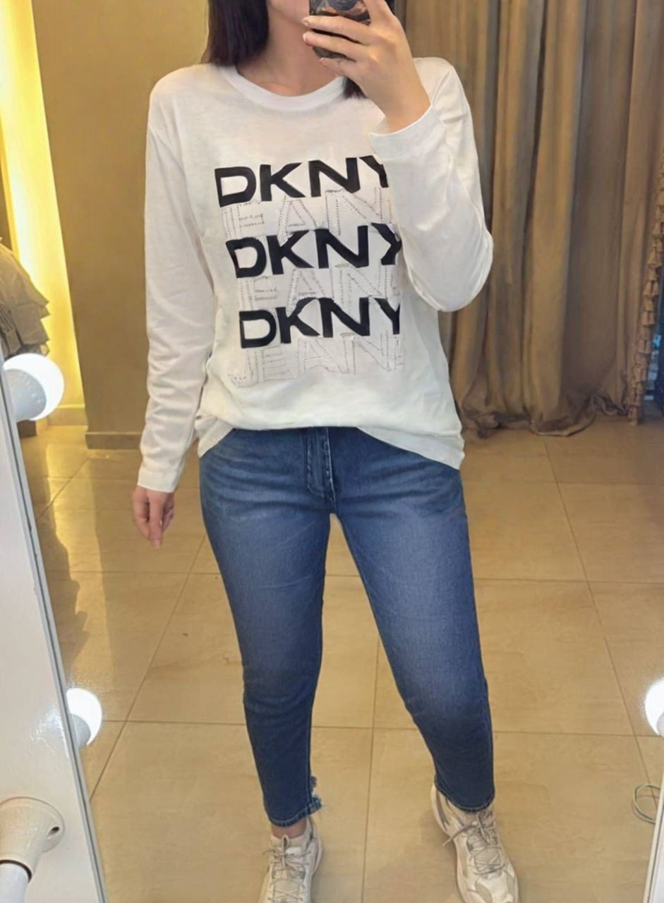 DKNY Women’s Logo Print Long Sleeve T-Shirt