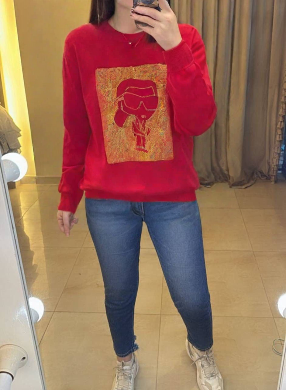 Karl Lagerfeld Graphic Embroidered Long Sleeve T-Shirt