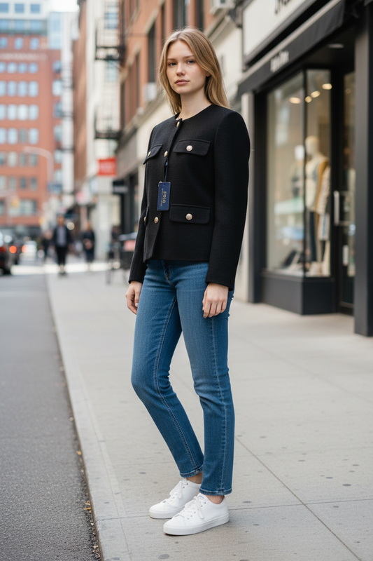 Ralph Lauren black Gold Button Tailored Blazer/ #00221