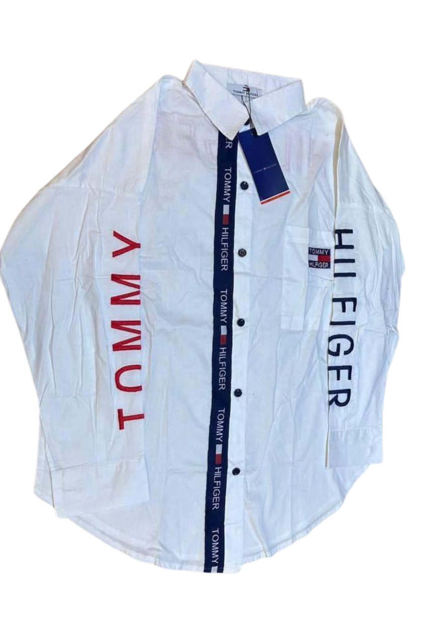 Tommy Hilfiger White Logo Shirt – Long Sleeve