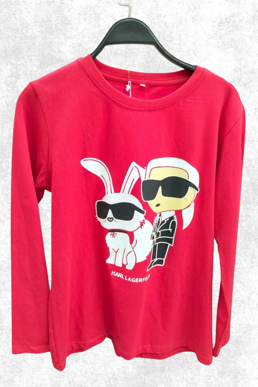 Karl Lagerfeld Cartoon Print T-Shirt