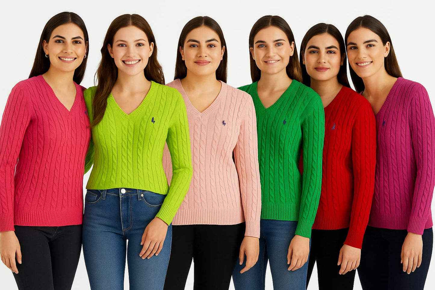 POLO Cable Knit V-Neck Sweater/ #0080