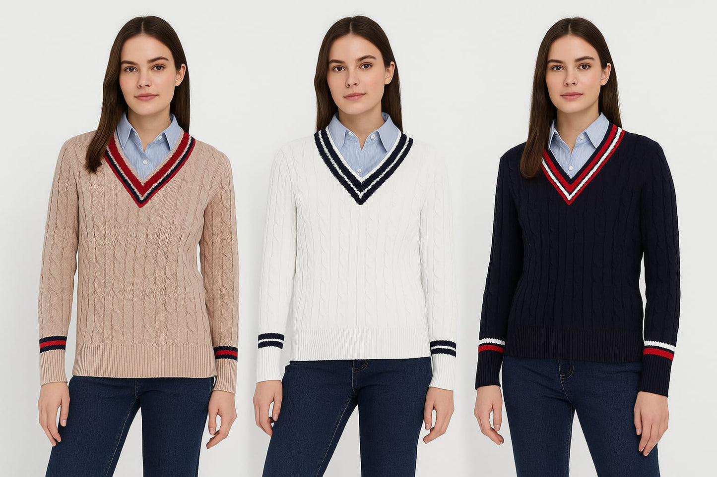 Tommy Hilfiger Striped Cable Knit Sweater/ #0083