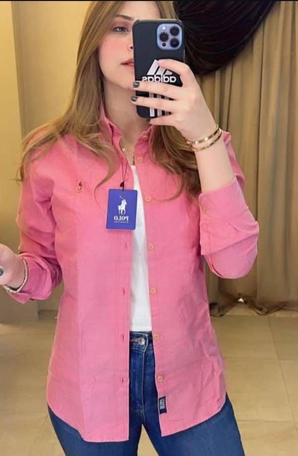 POLO Classic Button-Down Shirt with Embroidered Chest Logo