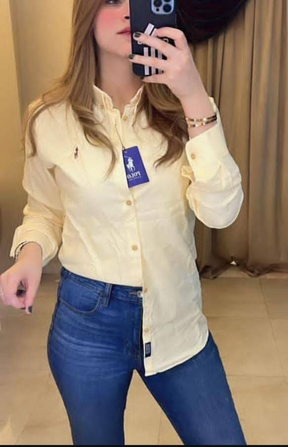 POLO Classic Button-Down Shirt with Embroidered Chest Logo