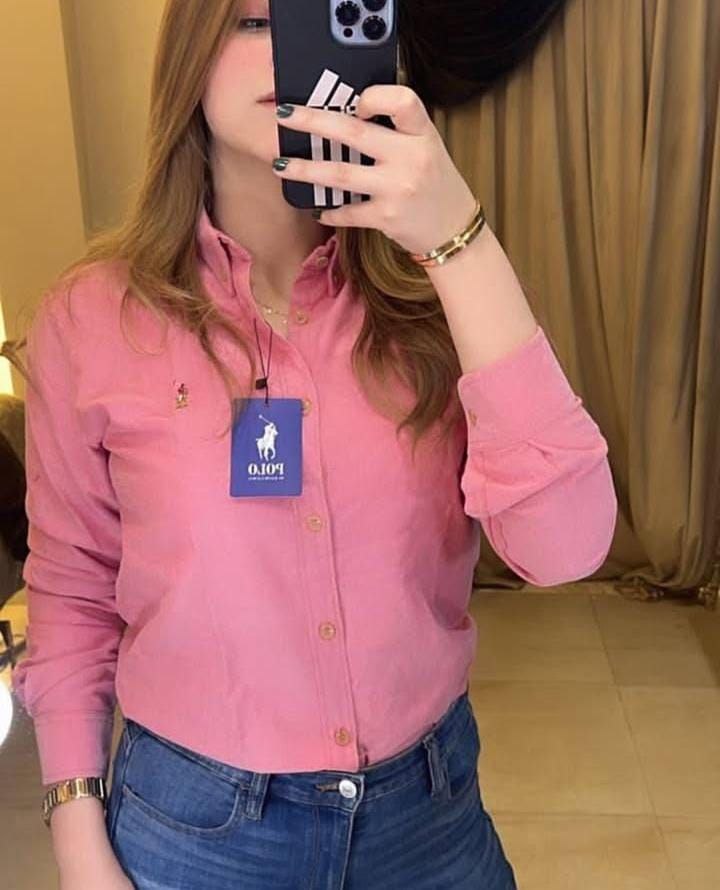 POLO Classic Button-Down Shirt with Embroidered Chest Logo