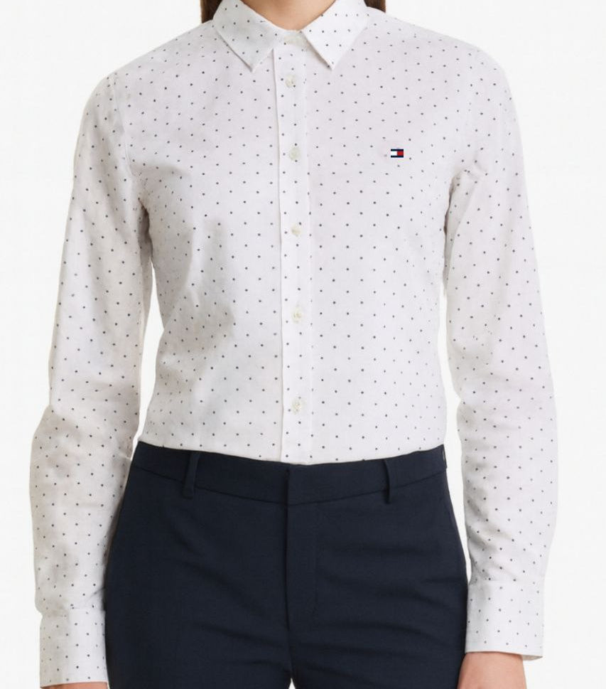 Tommy Hilfiger Women’s Polka Dot Slim Fit Shirt/ #0090