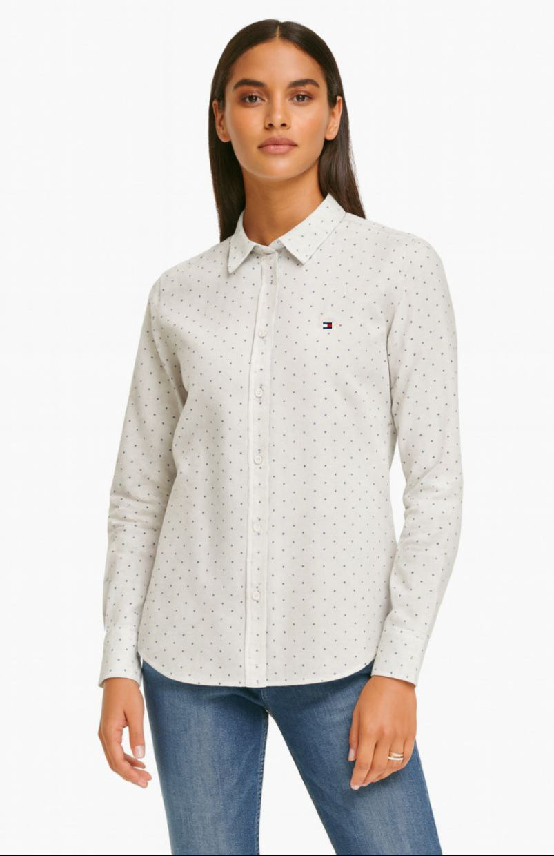 Tommy Hilfiger Women’s Polka Dot Slim Fit Shirt/ #0090