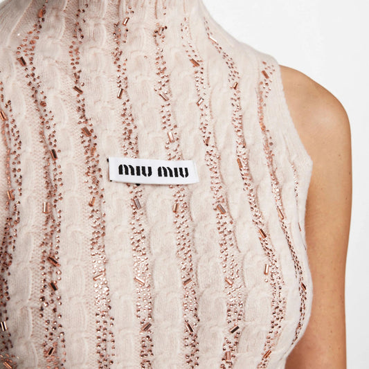 Miu Miu Crystal Embellished Knit Vest - #00319