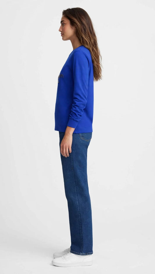 Women's Calvin Klein Monogram Long Sleeve Tee - Royal Blue #00334