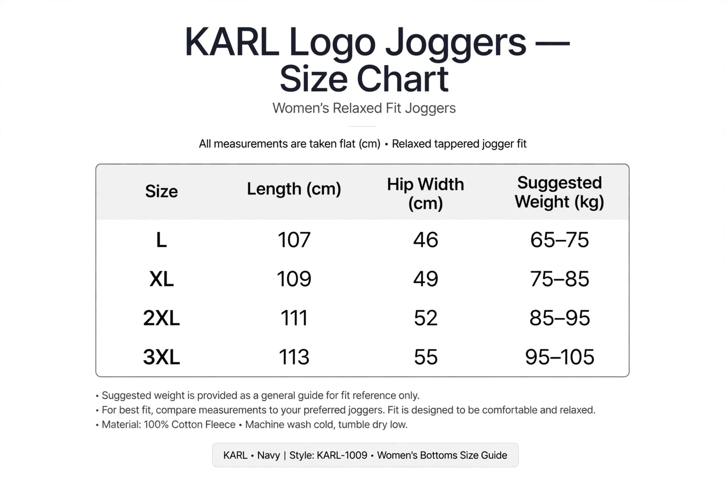 Women's KARL Logo Joggers - Navy Blue Cotton Sweatpants | Casual Athleisure Pants L-3XL #00316