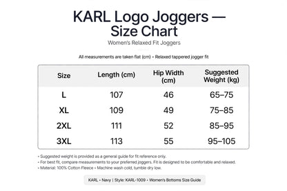 Women's KARL Logo Joggers - Navy Blue Cotton Sweatpants | Casual Athleisure Pants L-3XL #00316
