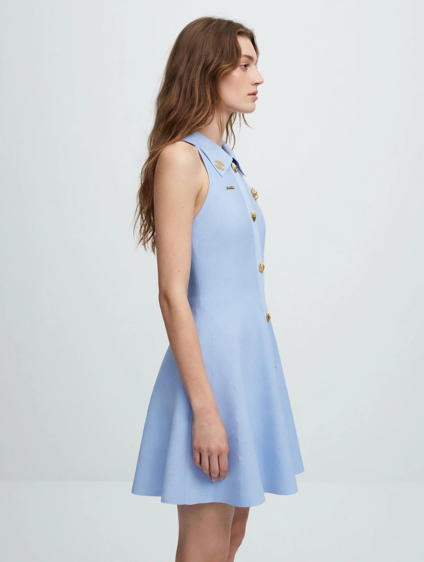 Chanel Sleeveless Button-Front Mini Dress #00308