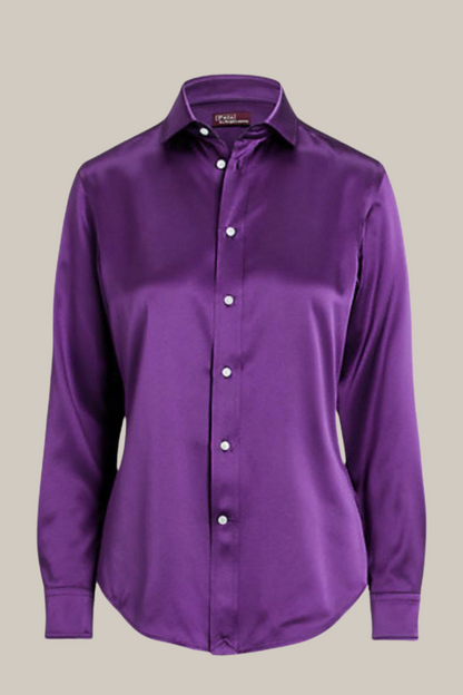 Ralph Lauren Classic Satin Button-Down Shirt for Women