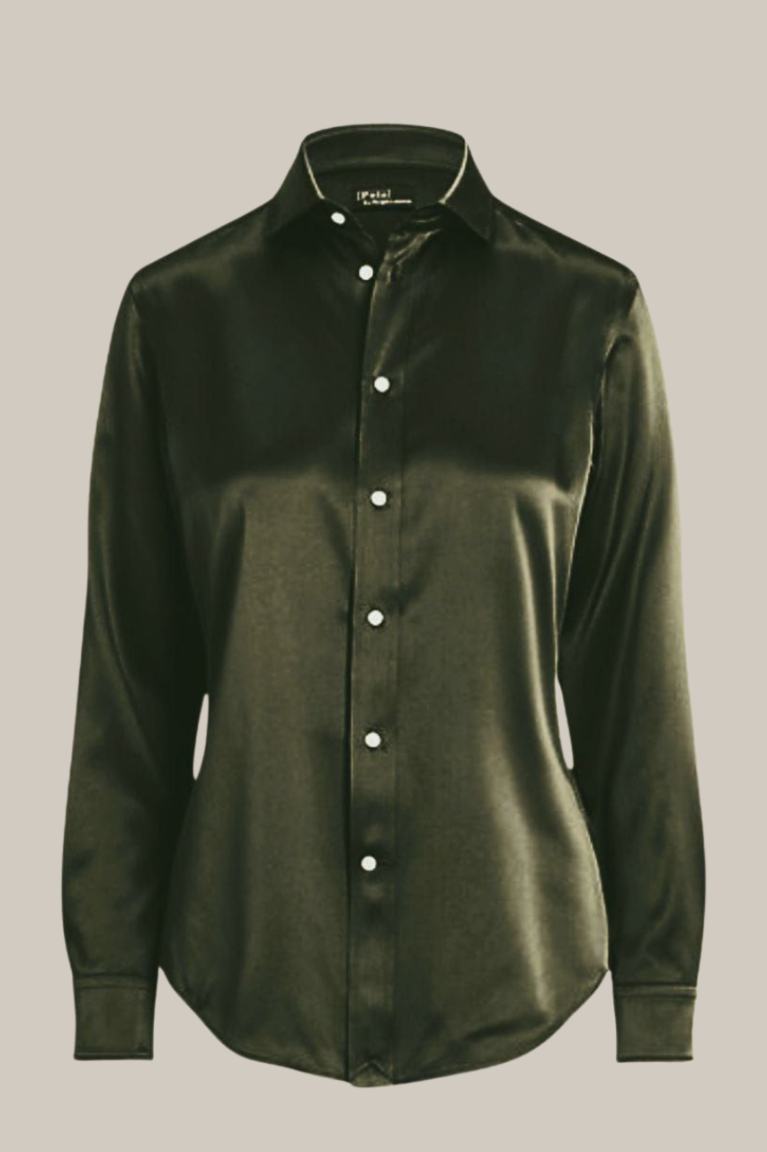 Ralph Lauren Classic Satin Button-Down Shirt for Women