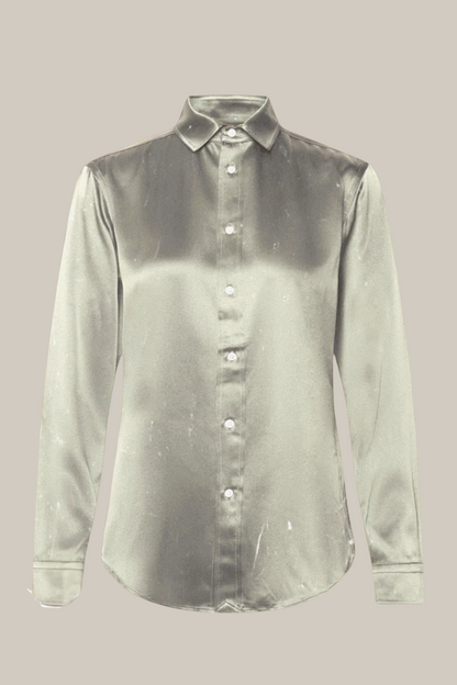 Ralph Lauren Classic Satin Button-Down Shirt for Women