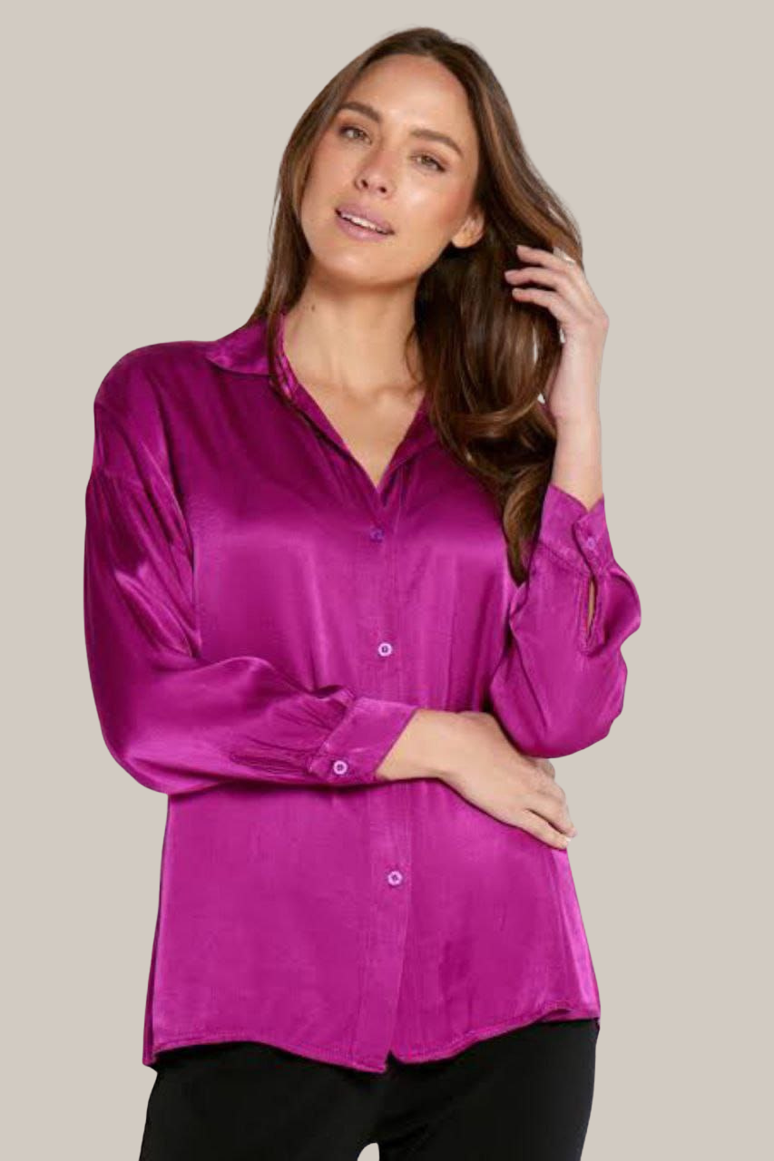 Ralph Lauren Classic Satin Button-Down Shirt for Women