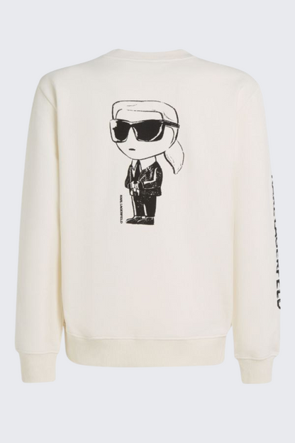 Karl Lagerfeld White Sweatshirt with Iconic Cartoon Print/ #0073