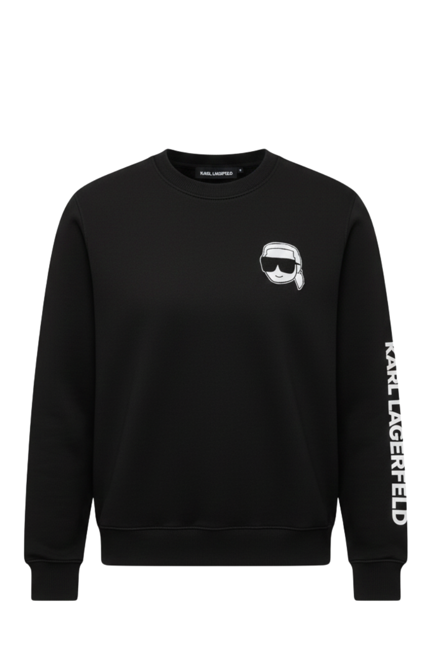 Karl Lagerfeld White Sweatshirt with Iconic Cartoon Print/ #0073