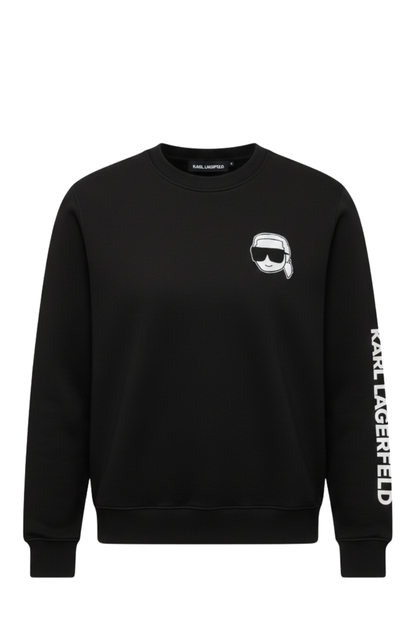 Karl Lagerfeld White Sweatshirt with Iconic Cartoon Print/ #0073