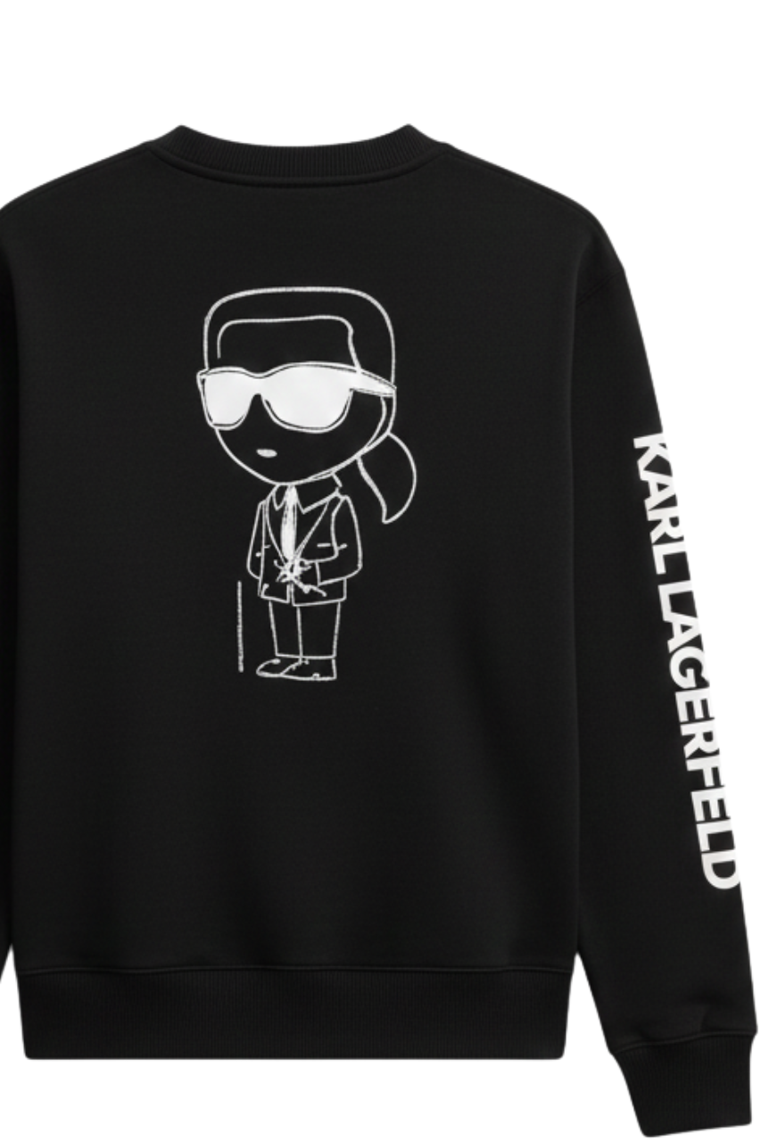 Karl Lagerfeld White Sweatshirt with Iconic Cartoon Print/ #0073