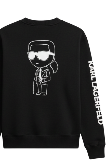 Karl Lagerfeld White Sweatshirt with Iconic Cartoon Print/ #0073