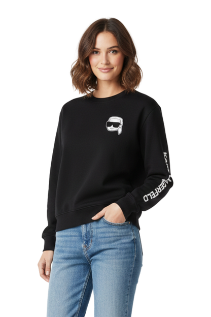 Karl Lagerfeld White Sweatshirt with Iconic Cartoon Print/ #0073