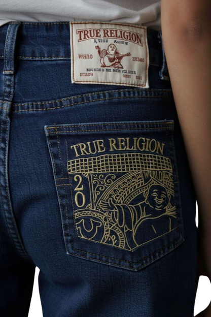 True Religion Women’s Flare Jeans – Premium Stretch Denim with Signature Buddha Embroidery (/#00187)