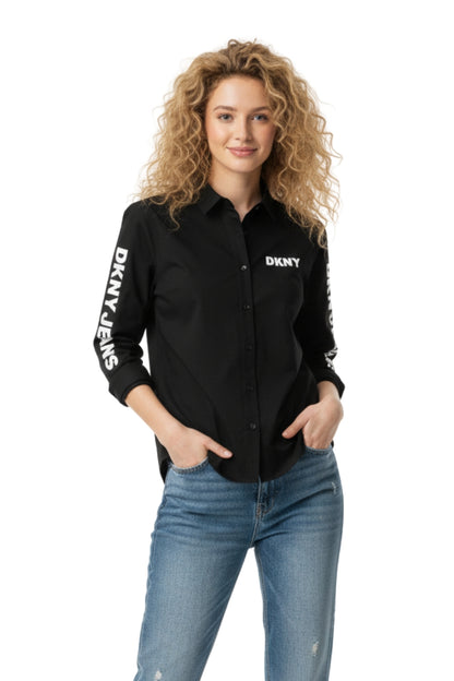 DKNY Long Sleeve Shirt With Logo Print/ #0063