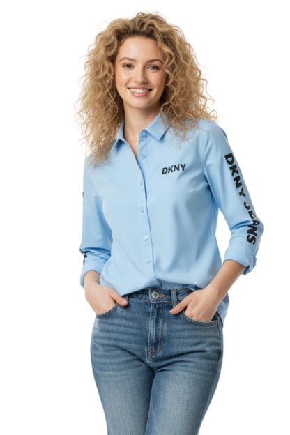 DKNY Long Sleeve Shirt With Logo Print/ #0063