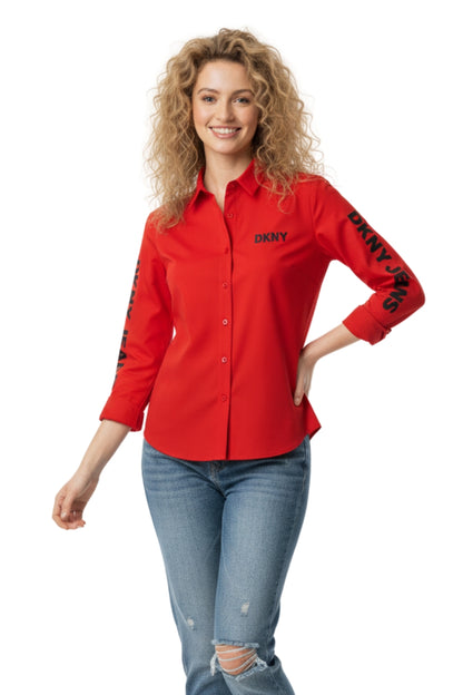DKNY Long Sleeve Shirt With Logo Print/ #0063