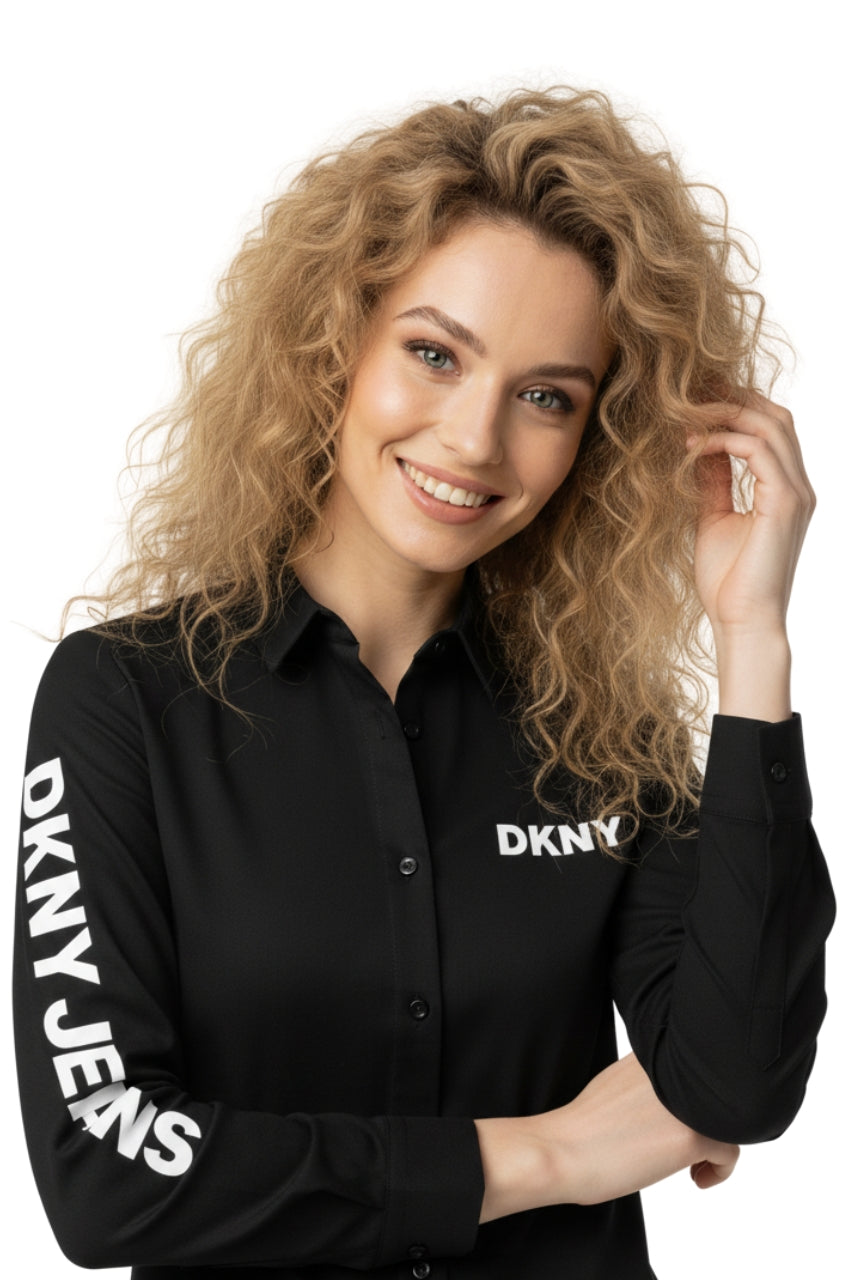 DKNY Long Sleeve Shirt With Logo Print/ #0063