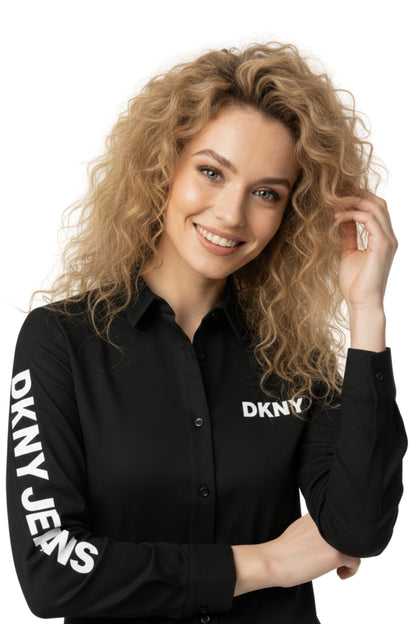 DKNY Long Sleeve Shirt With Logo Print/ #0063