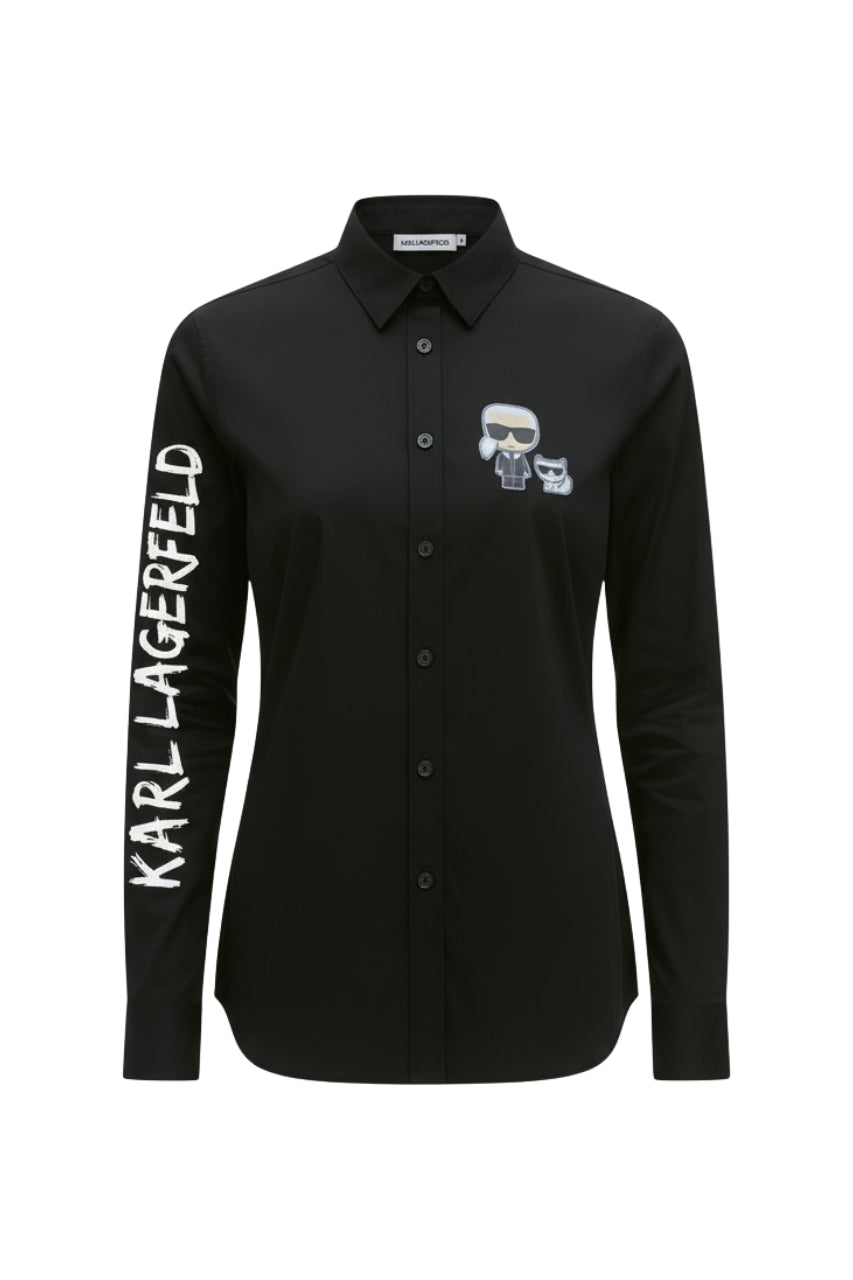 Karl Lagerfeld Long Sleeve Shirt with Logo Print/ #0062